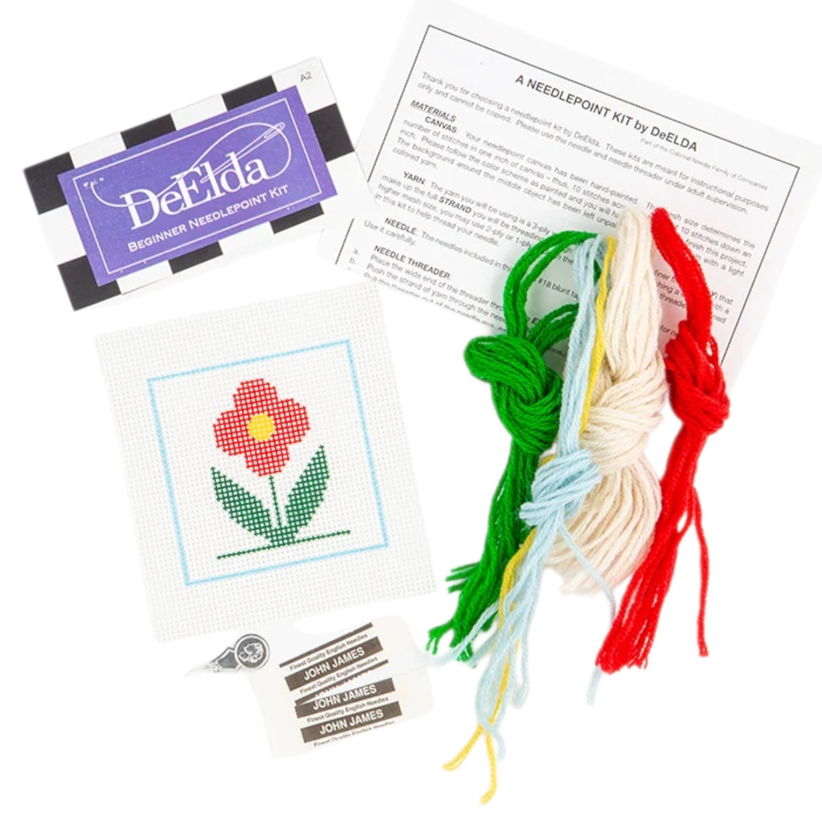 Red Flower Beginner Needlepoint Kit
