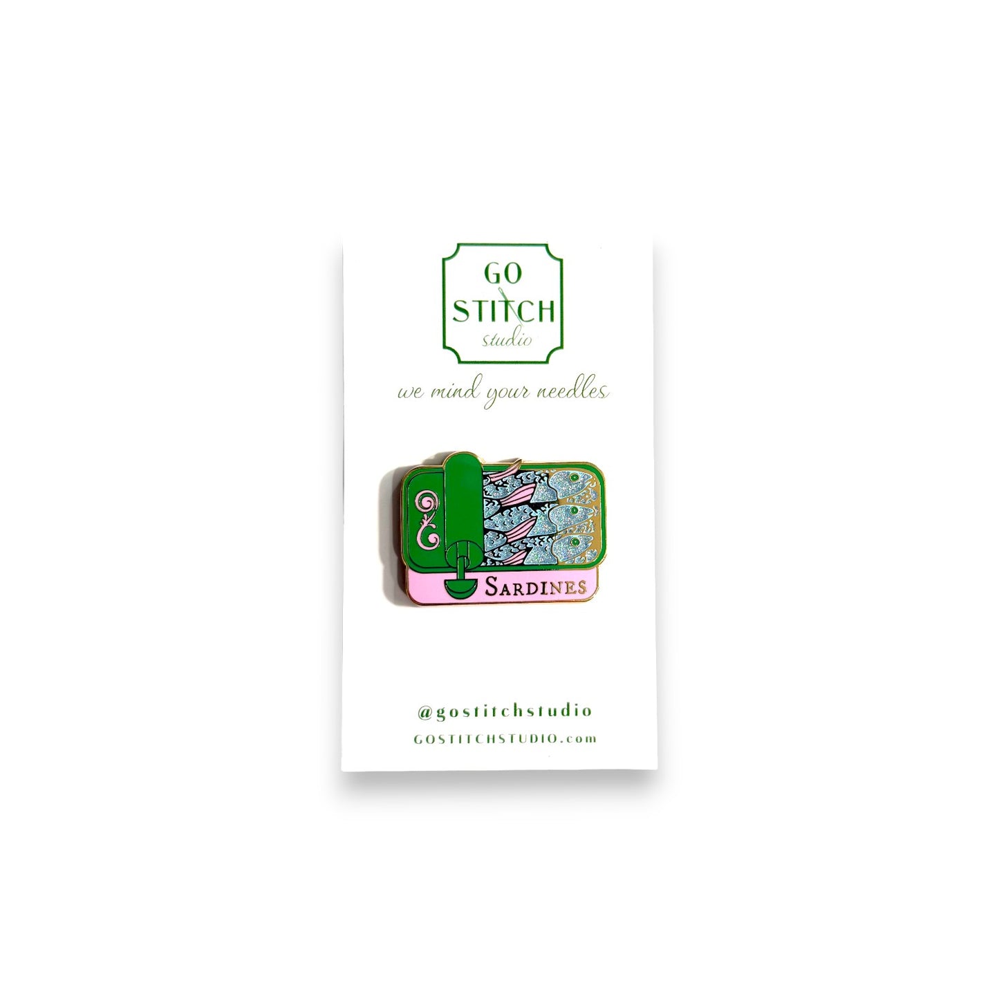 Pink and Green Sardine Can Needle Minder