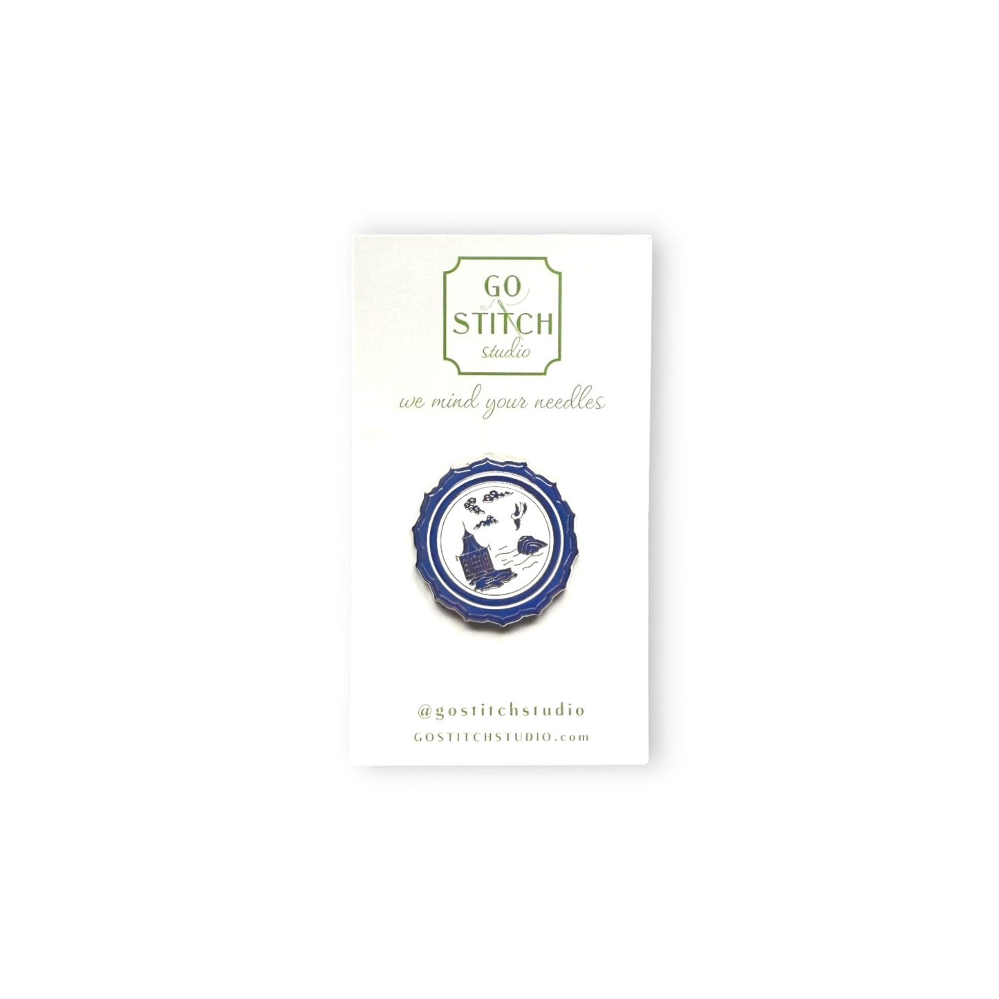 Blue Canton Plate Needle Minder