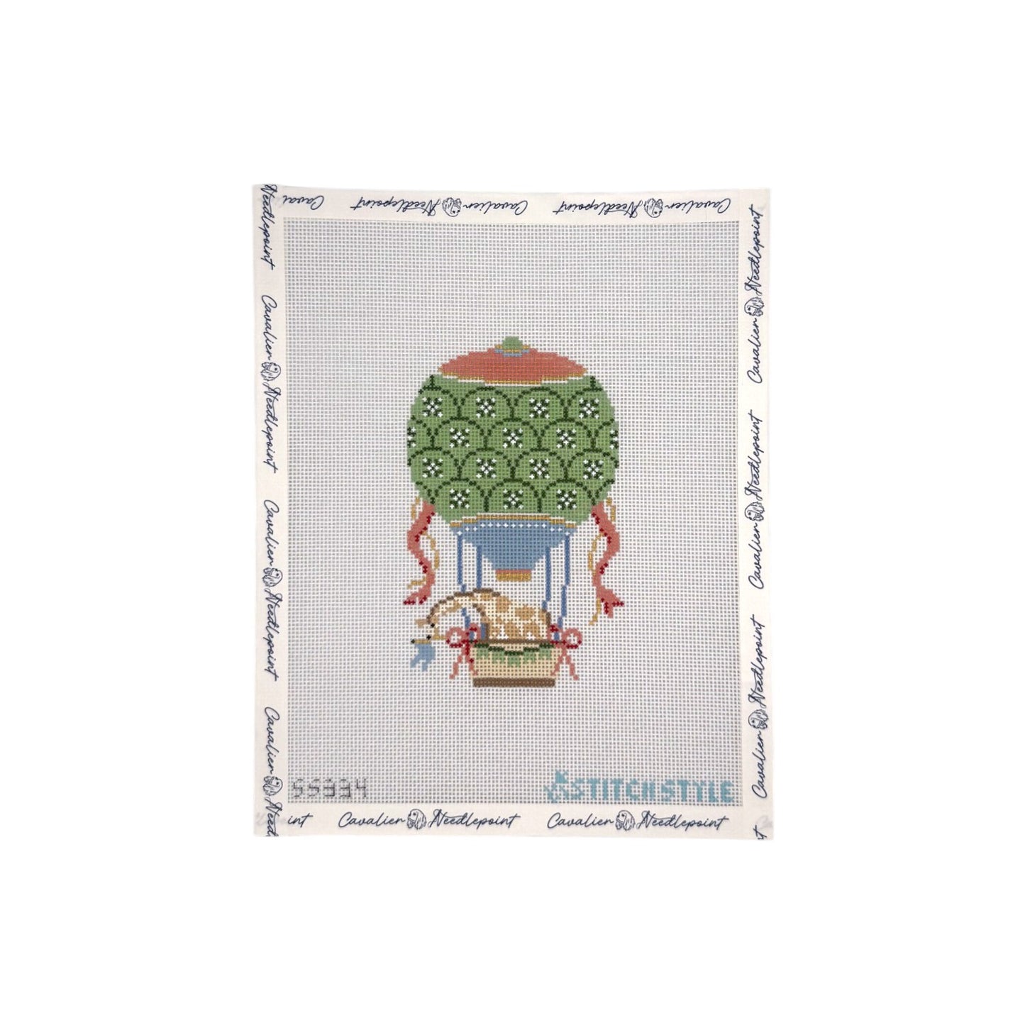 Green and Blue Hot Air Balloon with Giraffe