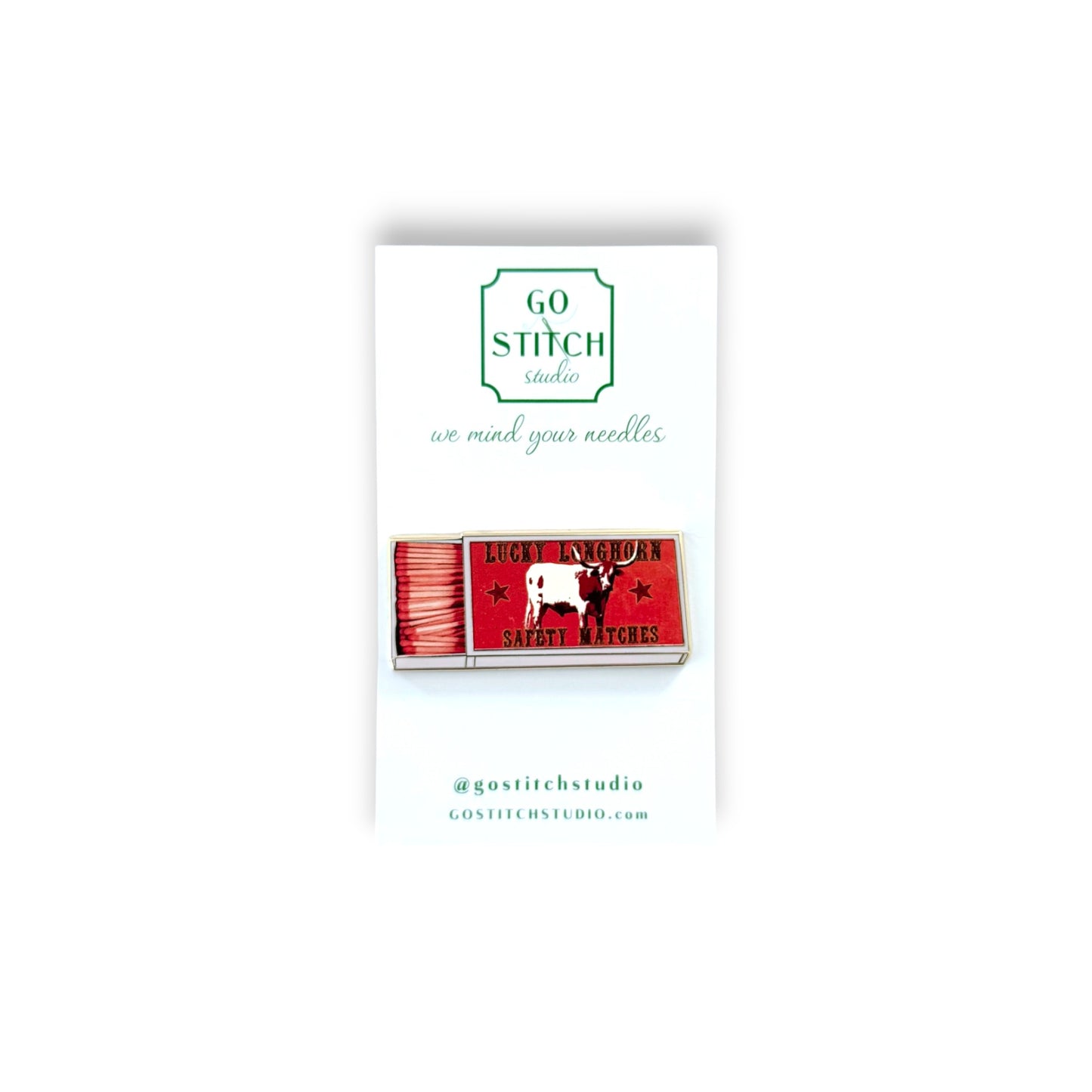 Lucky Longhorn Matchbox Needle Minder