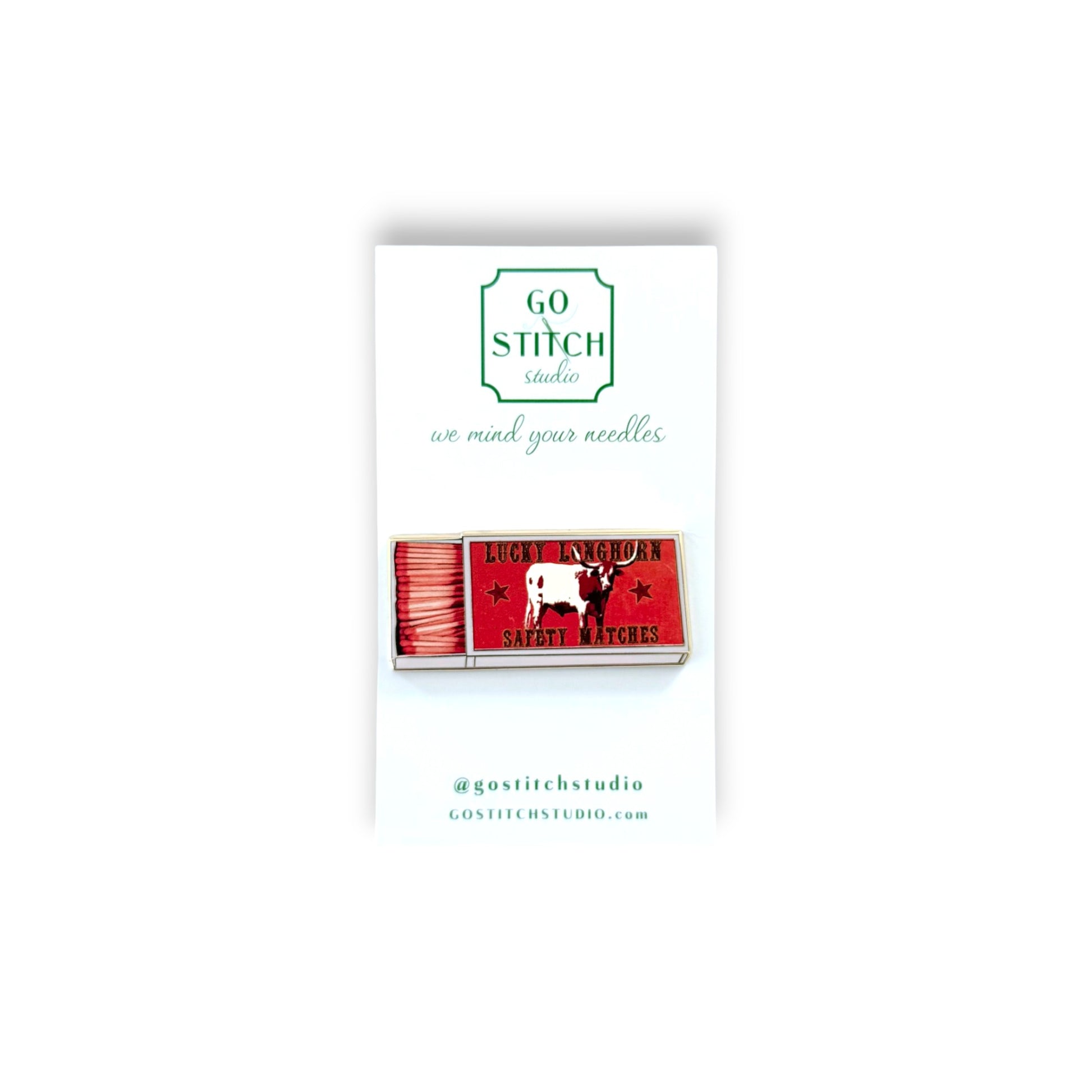 Lucky Longhorn Matchbox Needle Minder