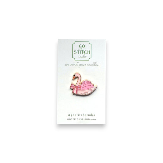 Pink Glitter Swan w/Bow Needle Minder (Mini Magnet)