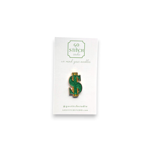 Green & Gold Glitter Dollar Sign Needle Minder (Mini Magnet)