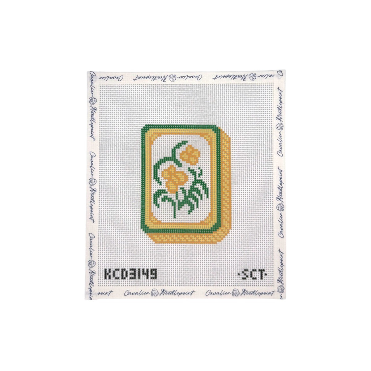 Yellow Mahjong Flower Tile Printed