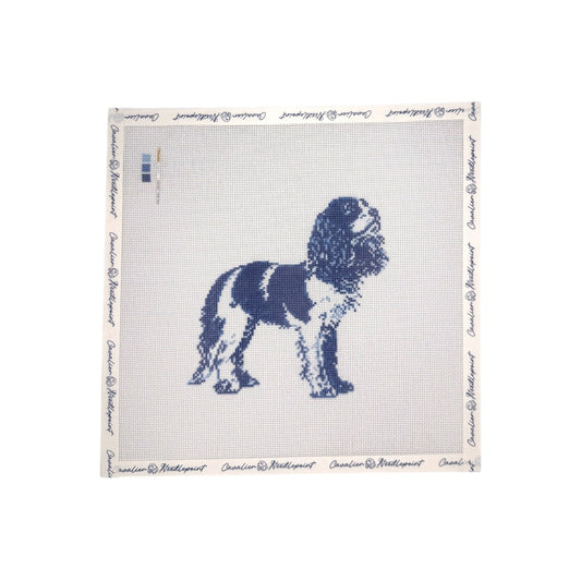 Vintage Blue Toile King Charles Cavalier